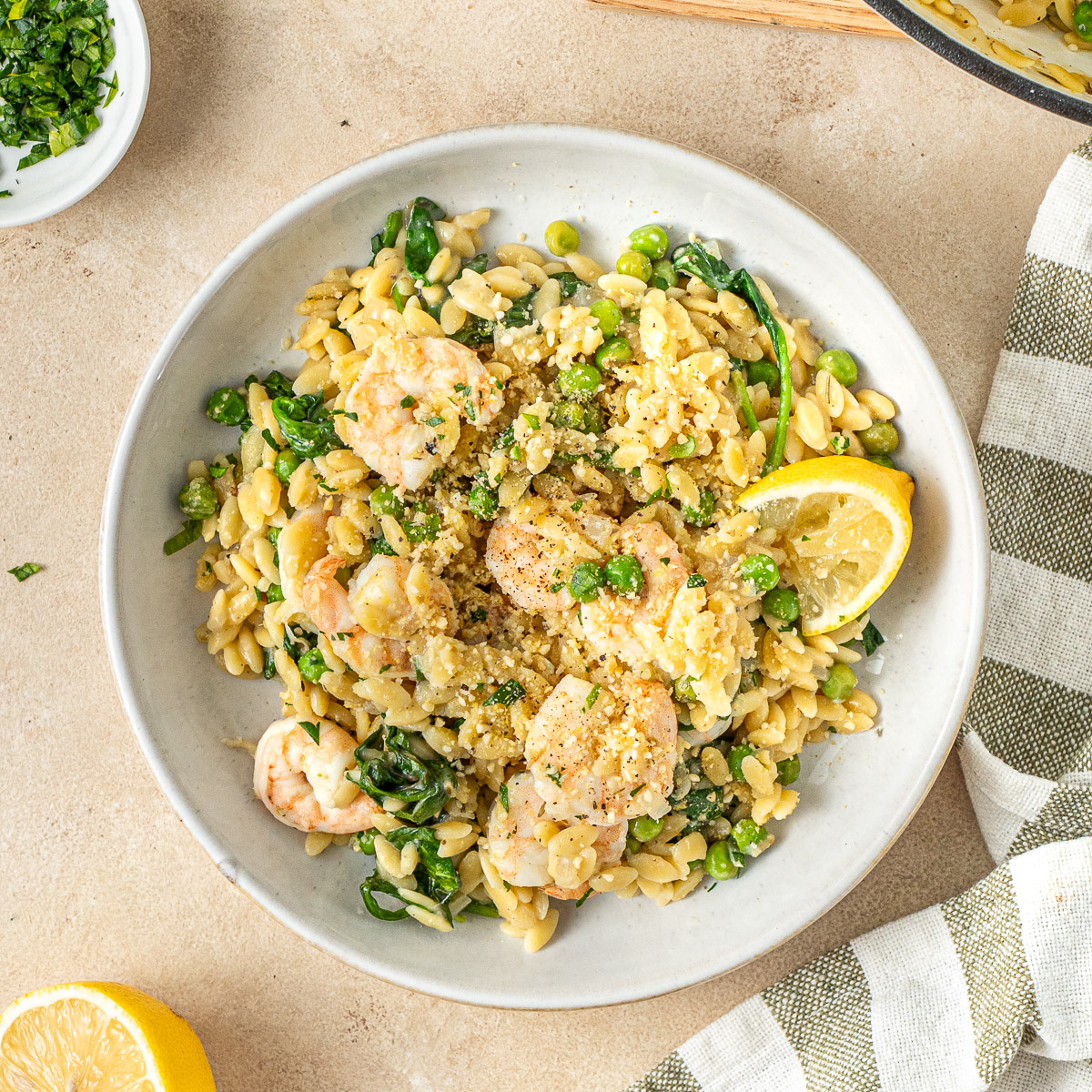 One Pot Lemon Orzo with Prawns - Recipe photo by eightforestlane