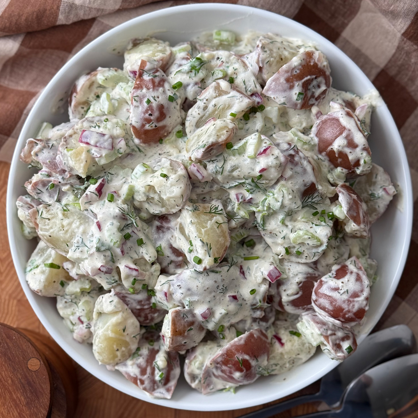 Skin-On Red Potato Salad - Recipe photo by pestoandpotatoes