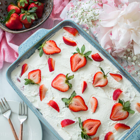 Strawberry Tres Leches Cake - Recipe photo by pantrytotable