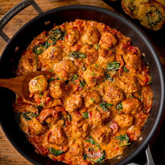 Tuscan Chicken Meatballs - Recipe photo by KitchenSanctuary