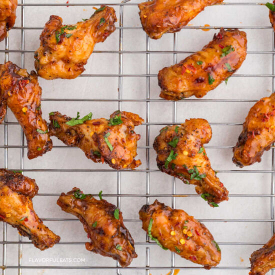 Honey Sriracha Chicken Wings - Recipe photo by Flavorful Eats