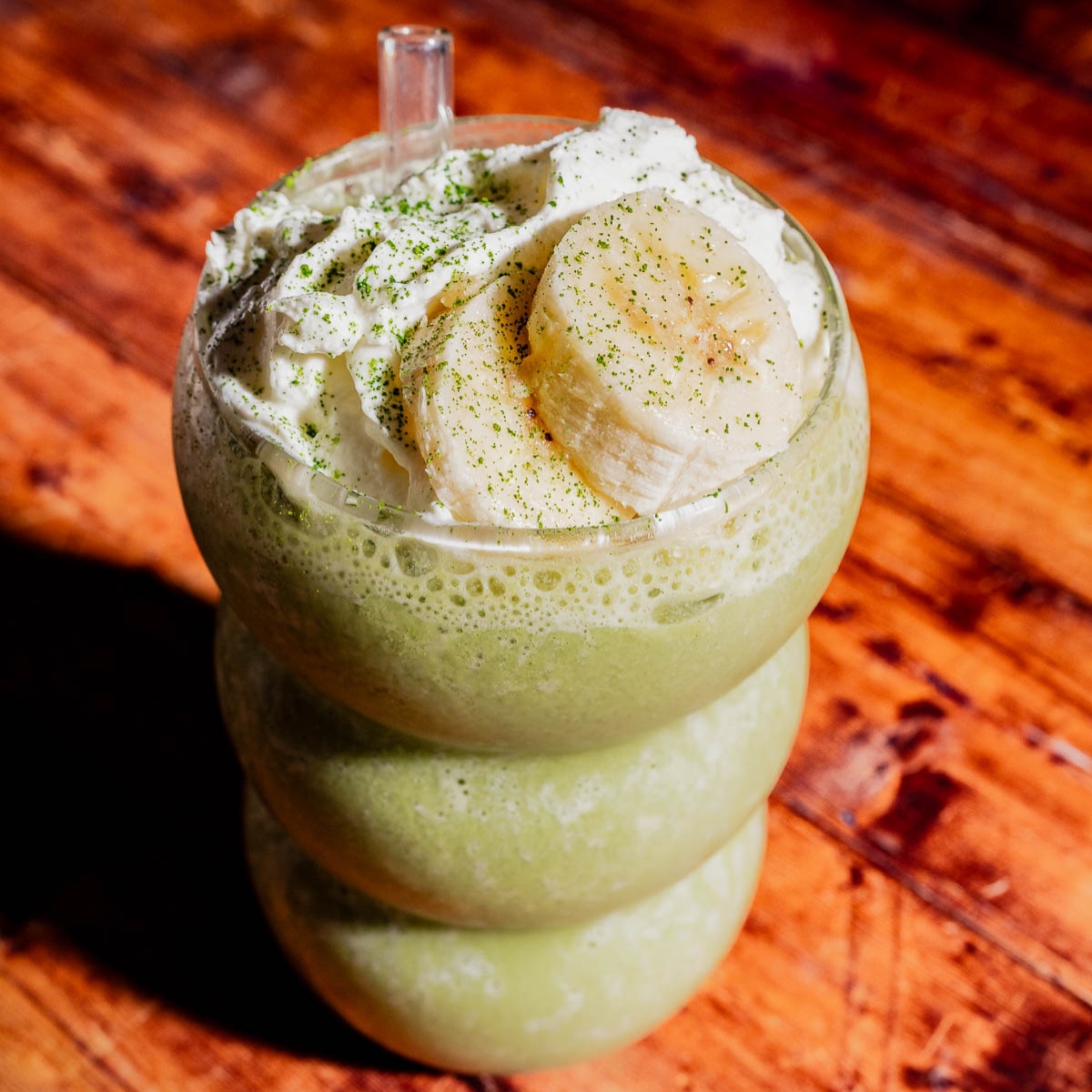Banana Cream Matcha Protein Shake - Recipe photo by moon and spoon and yum.