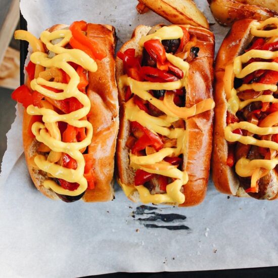 Grilled Brats with Sweet Peppers - Recipe photo by thefigjar