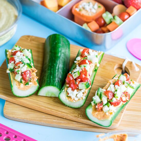 Hummus Cucumber Boats - Recipe photo by peasandcrayons