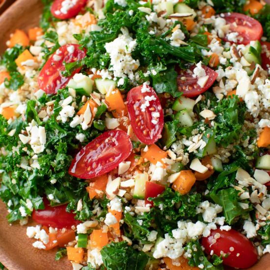 Mediterranean Kale Salad - Recipe photo by peasandcrayons