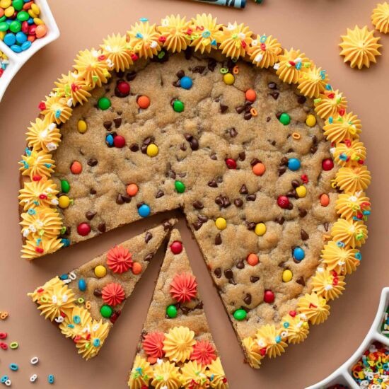 M&M Cookie Cake - Recipe photo by peasandcrayons
