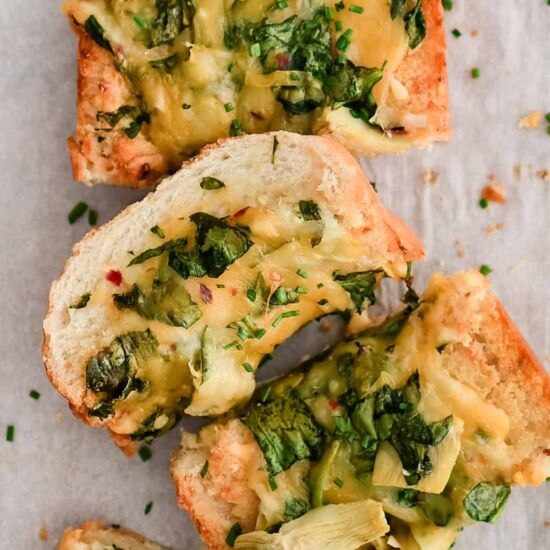 Spinach Artichoke French Bread Pizza - Recipe photo by TheSaltyMarshmallow