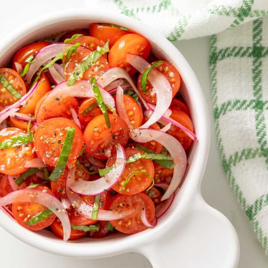 Tomato and Red Onion Salad - Recipe photo by The Blond Cook