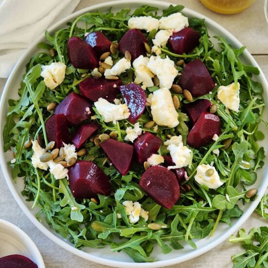 Arugula Beet Goat Cheese Salad - Recipe photo by Simply Kind Meals