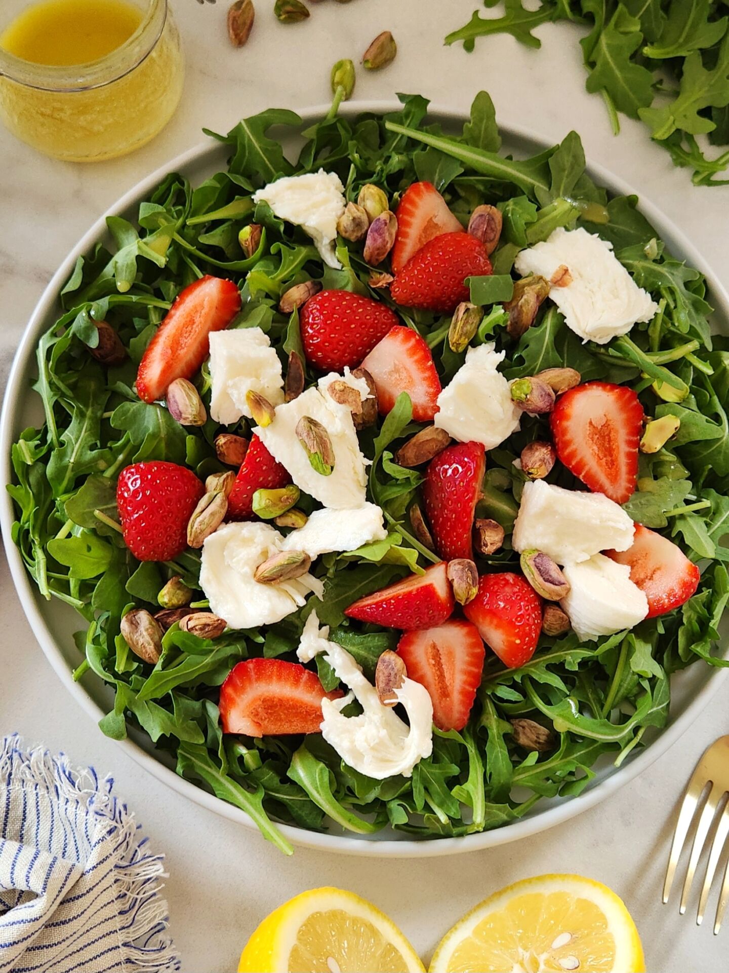 Arugula Strawberry Mozzarella Salad - Recipe photo by Simply Kind Meals