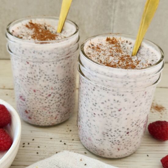 Healthy Raspberry Chia Pudding - Recipe photo by Simply Kind Meals