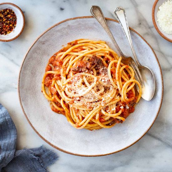 Bucatini all'Amatriciana - Recipe photo by ColeyCooks