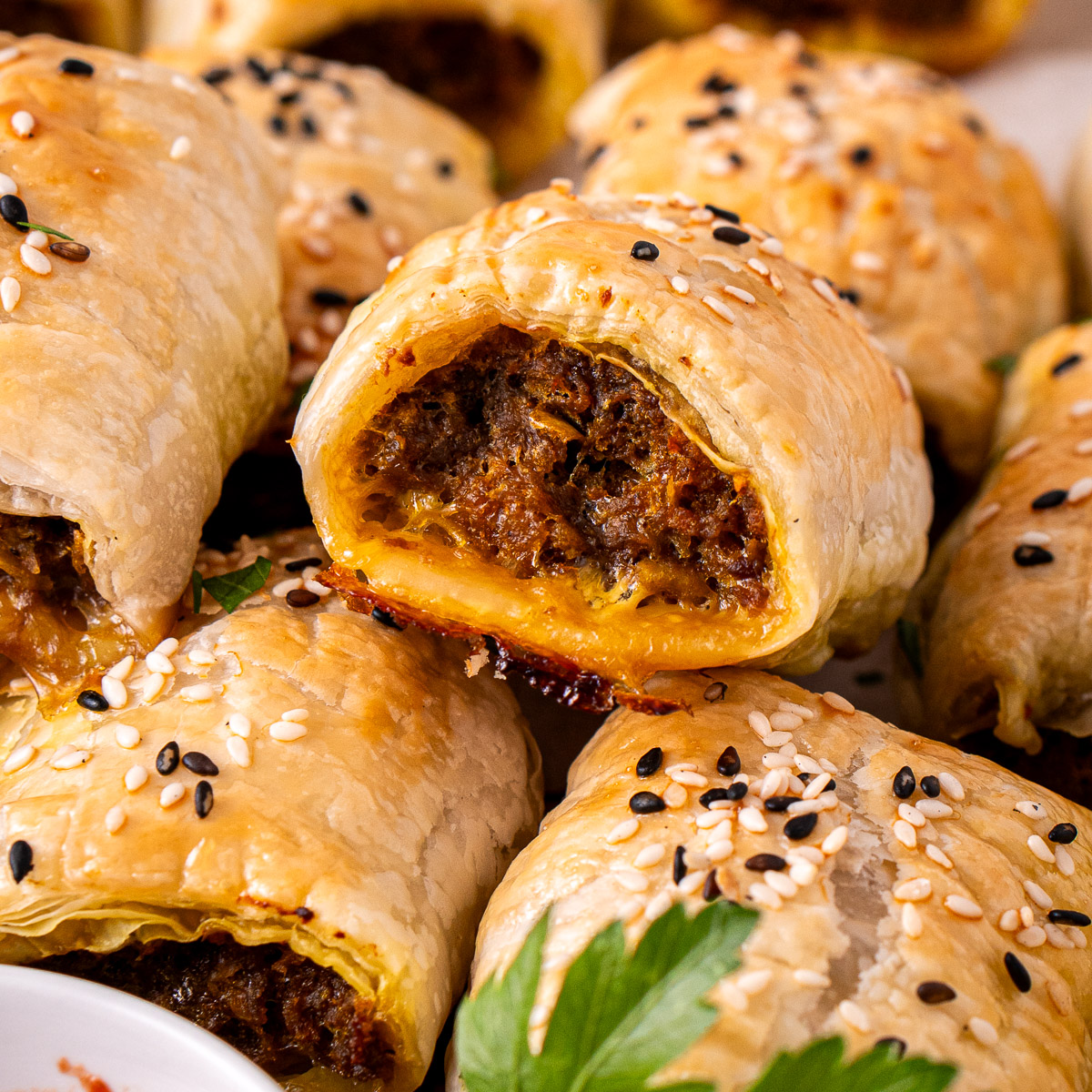 Curried Beef Sausage Rolls - Recipe photo by eightforestlane