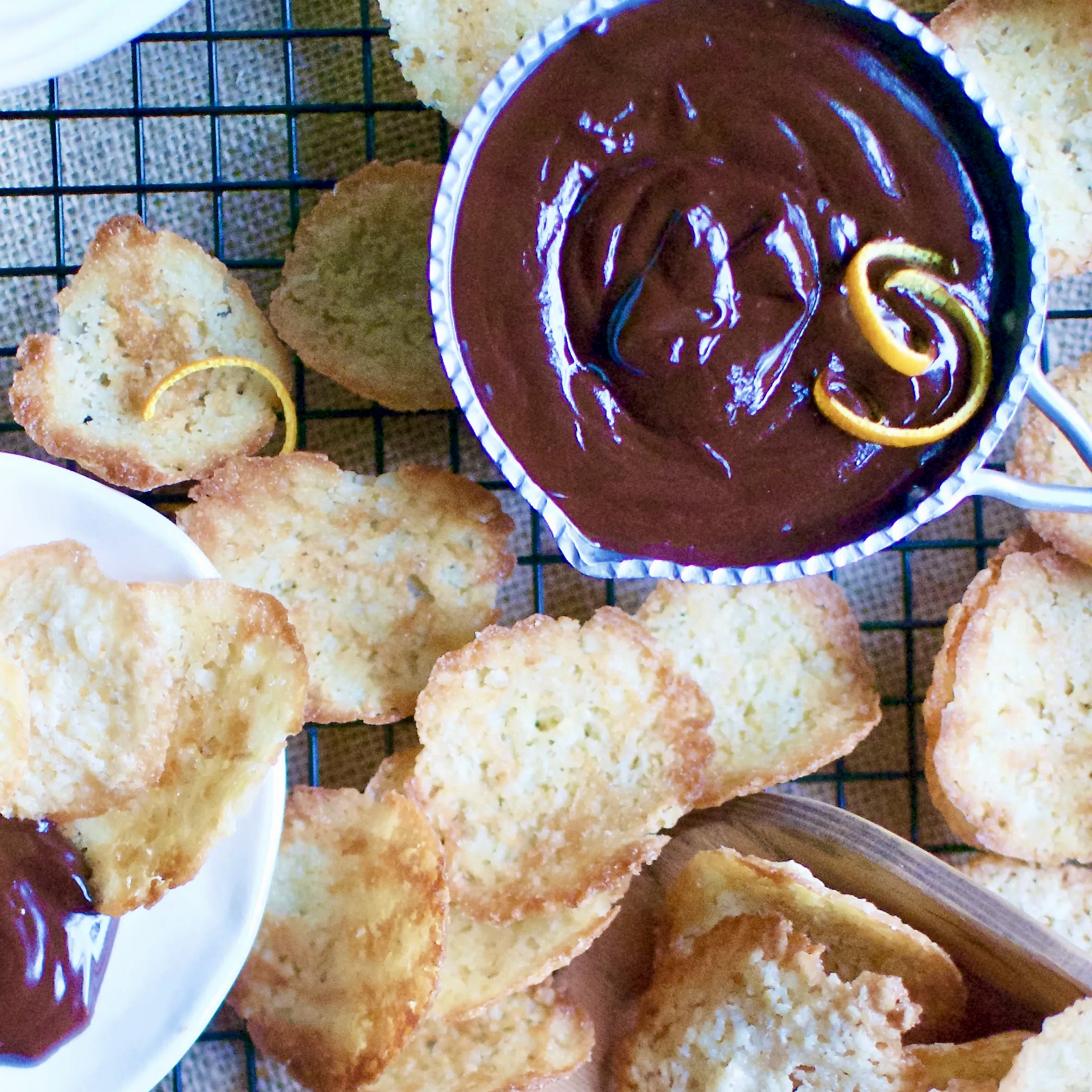 Lacy Cookie Chips & Chocolate Dip - Recipe photo by ahintofrosemary