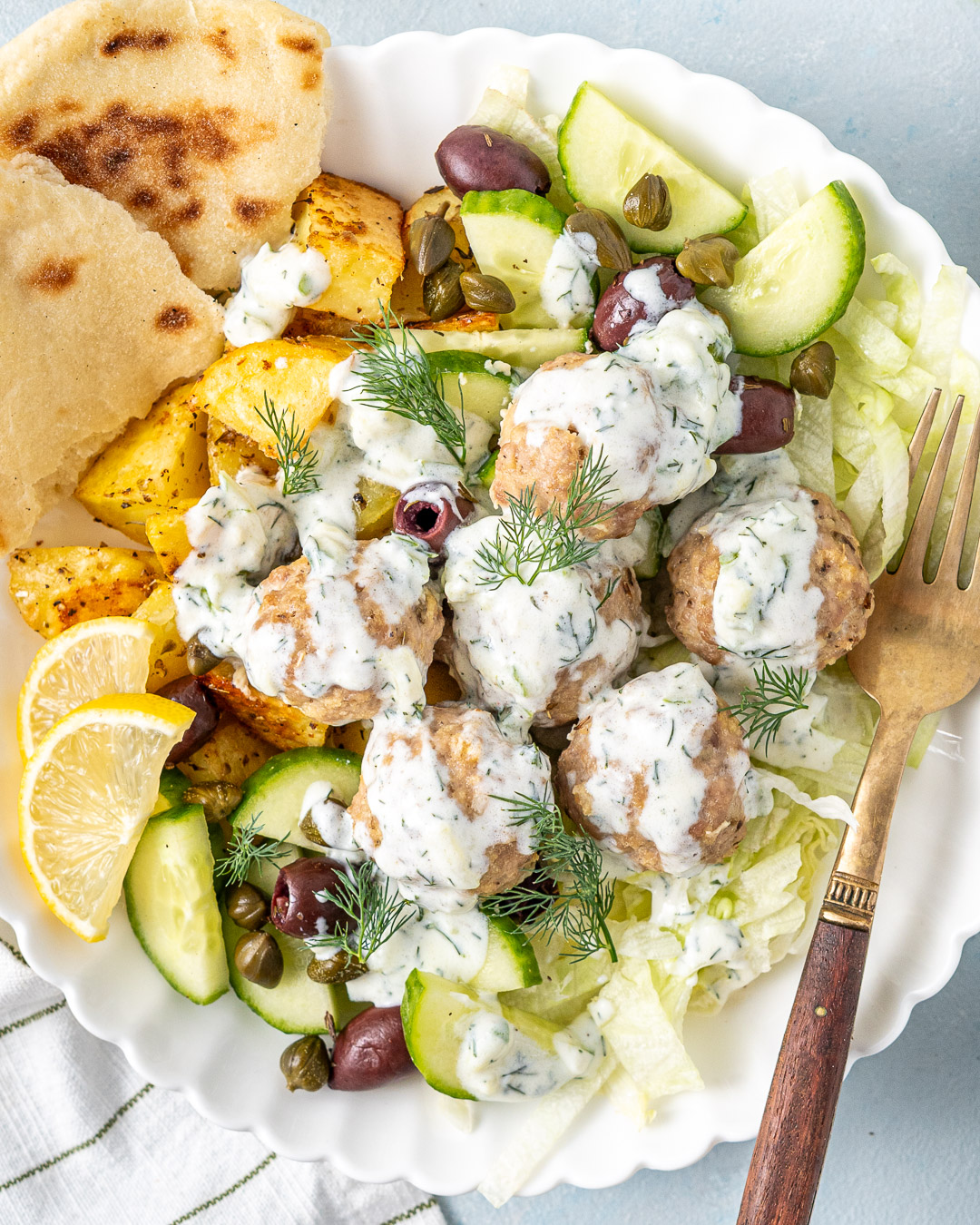 Greek Meatball Bowls - Recipe photo by eightforestlane