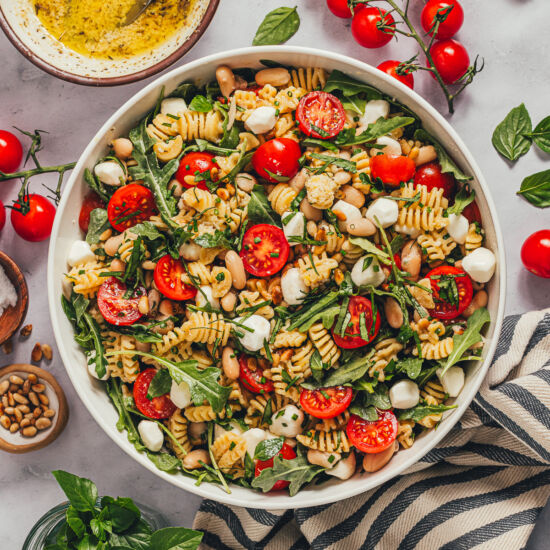High Protein Caprese Pasta Salad - Recipe photo by sweetmiscellany