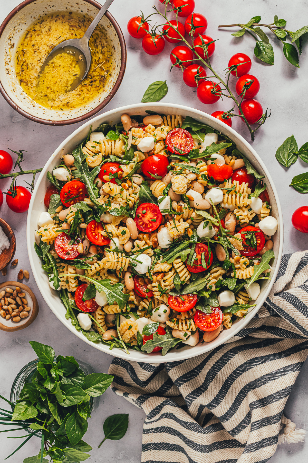 High Protein Caprese Pasta Salad - Recipe photo by sweetmiscellany