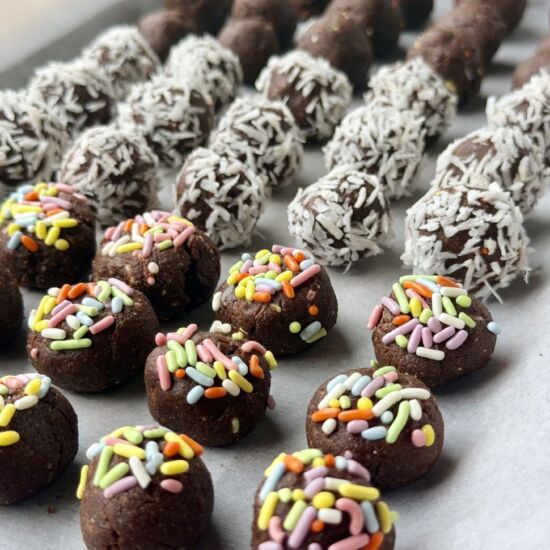Double Chocolate Protein Bites - Recipe photo by OurNourishedKitchen