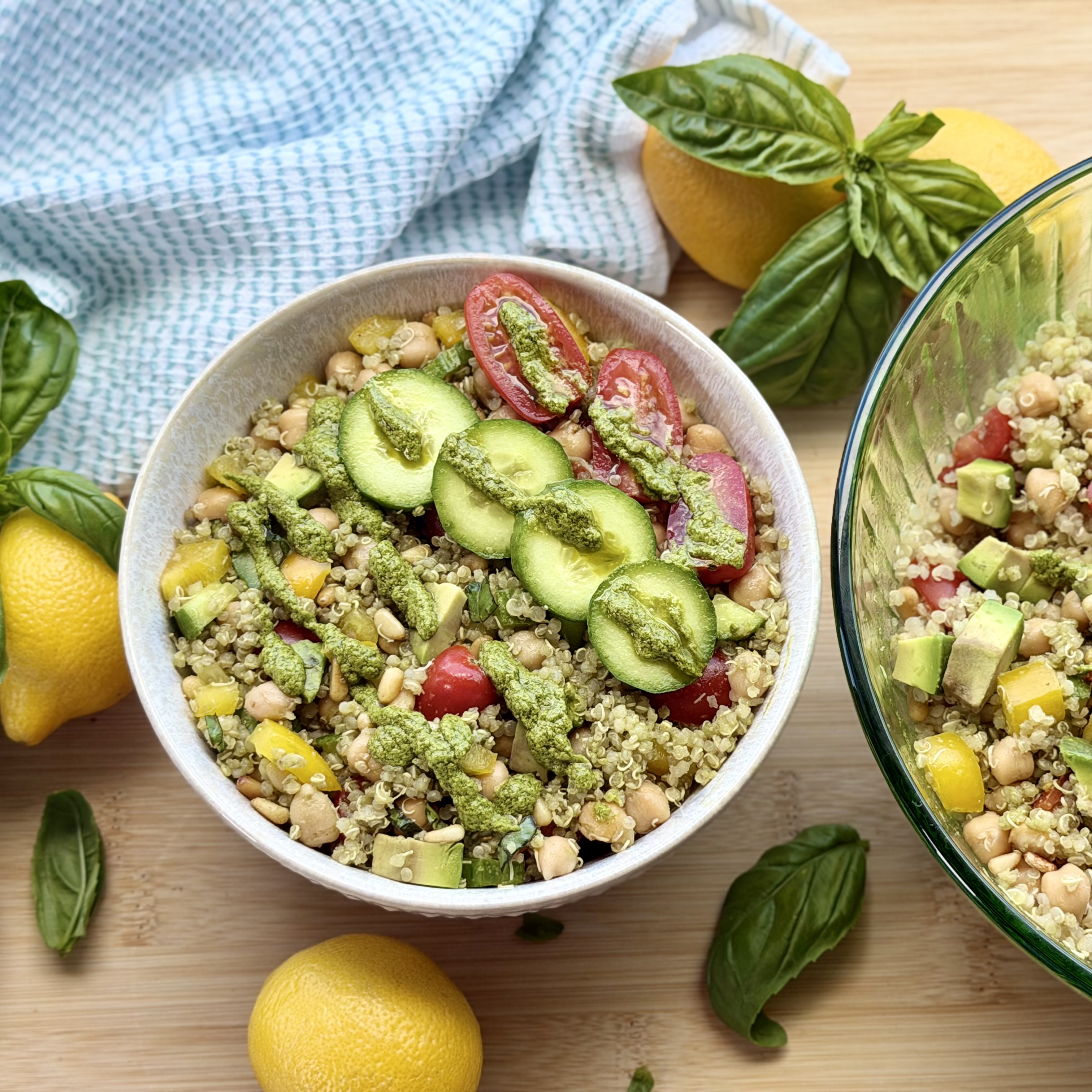 Rainbow Quinoa Pesto Salad - Recipe photo by OurNourishedKitchen