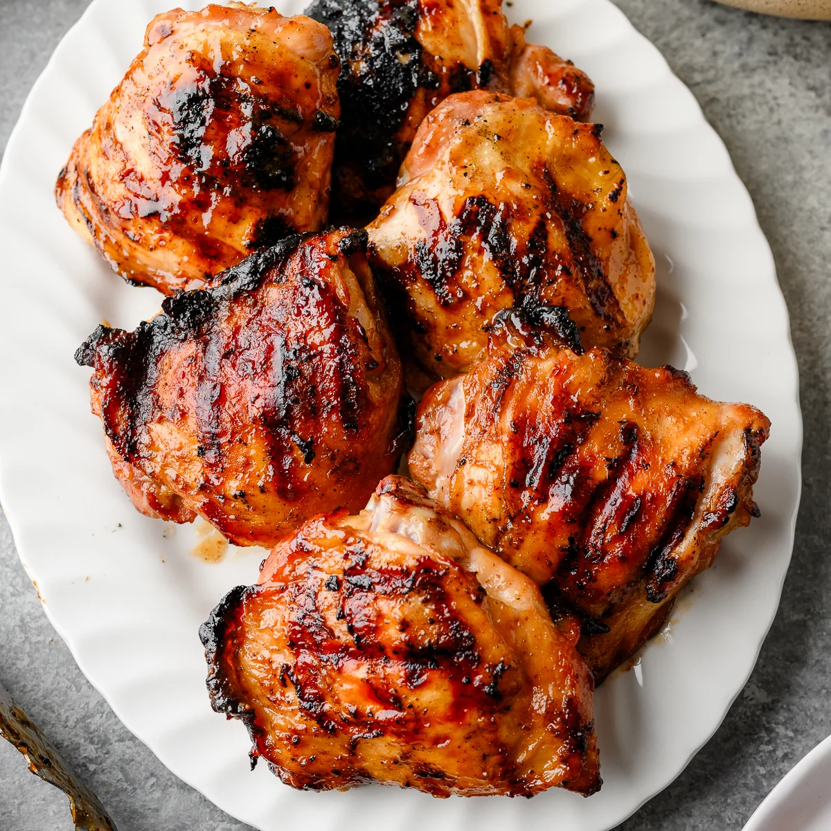 Grilled Maple Dijon Chicken Thighs - Recipe photo by chelseajoyeats