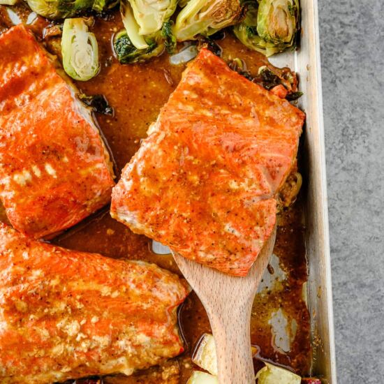 Maple Mustard Sheet Pan Salmon - Recipe photo by chelseajoyeats
