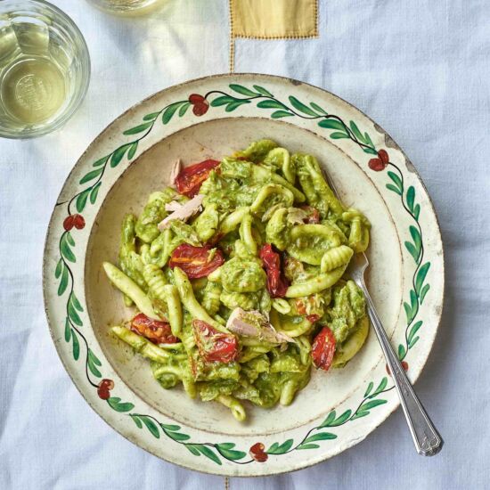 Mixed Pasta with Basil Pesto & Tuna - Recipe photo by coolfooddude