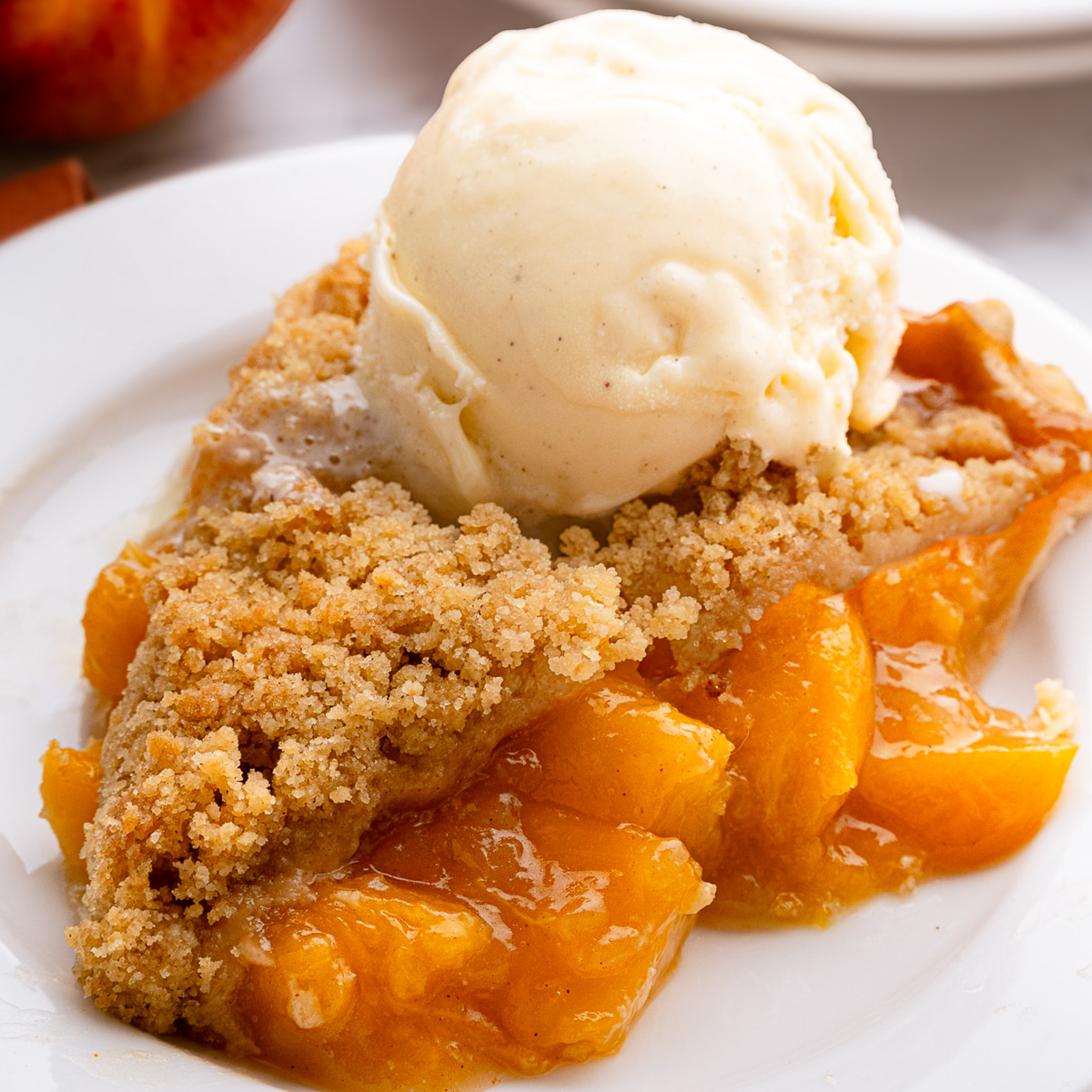 Peach Crumble Pie - Recipe photo by mytxkitchen