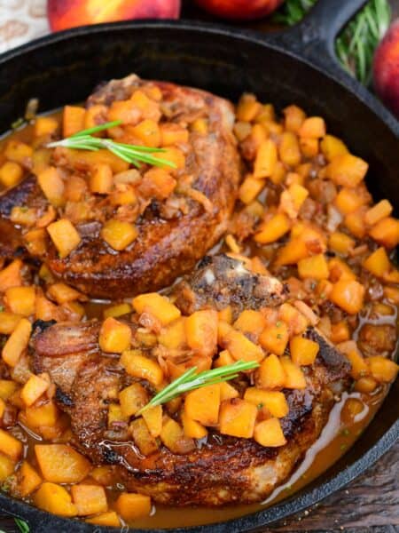 Roasted Pork Chops with Peach Sauce - Recipe photo by WillCookForSmiles