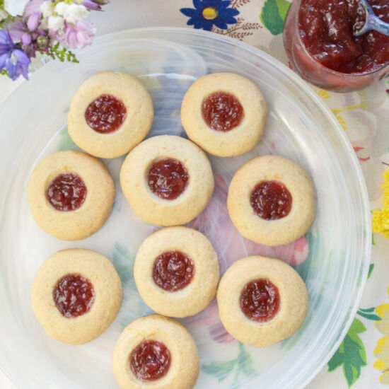 Thumbprint Cookies with Rhubarb Jam - Recipe photo by a zest for life