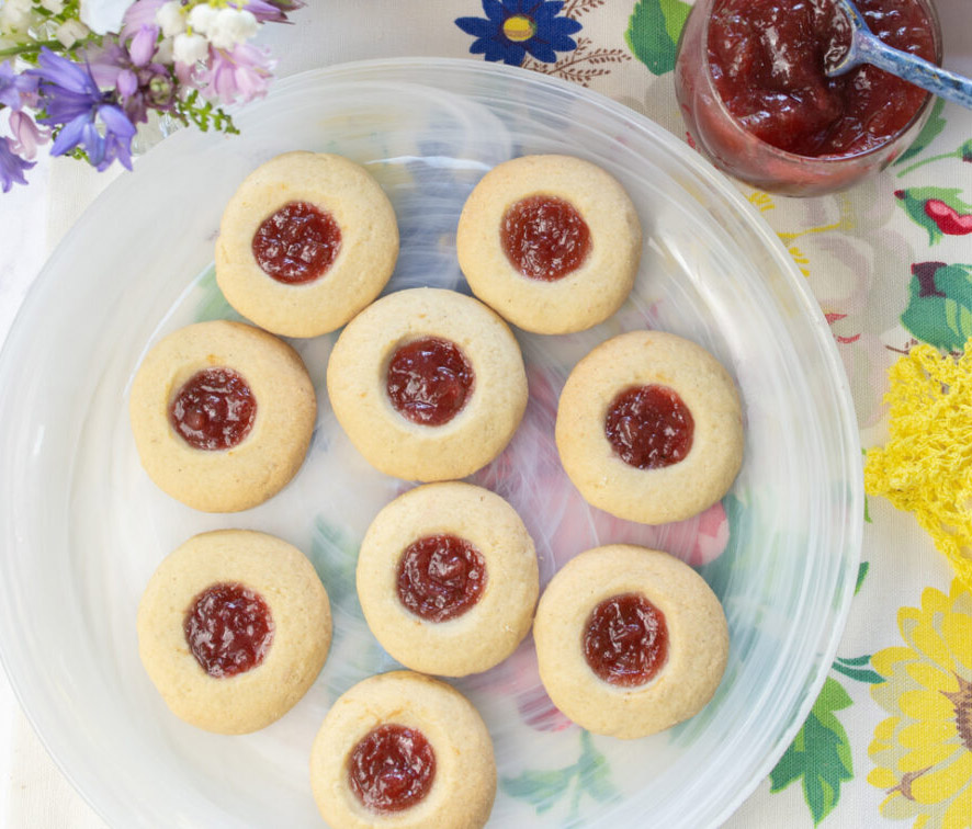 Thumbprint Cookies with Rhubarb Jam - Recipe photo by a zest for life