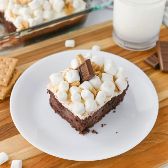 S'mores Poke Cake - Recipe photo by The Cookin Chicks