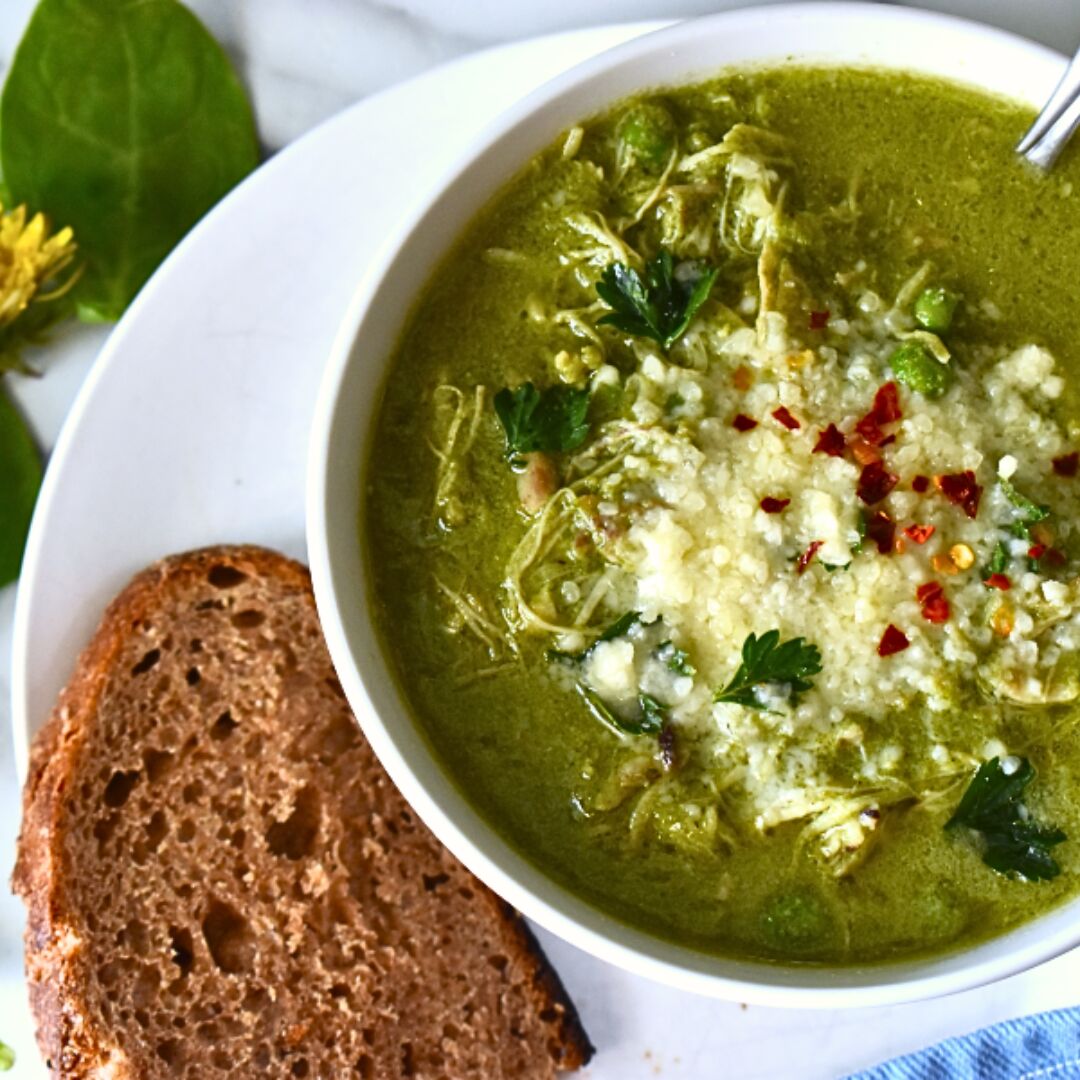 Spring Greens Chicken Soup - Recipe photo by ahousefuloflove
