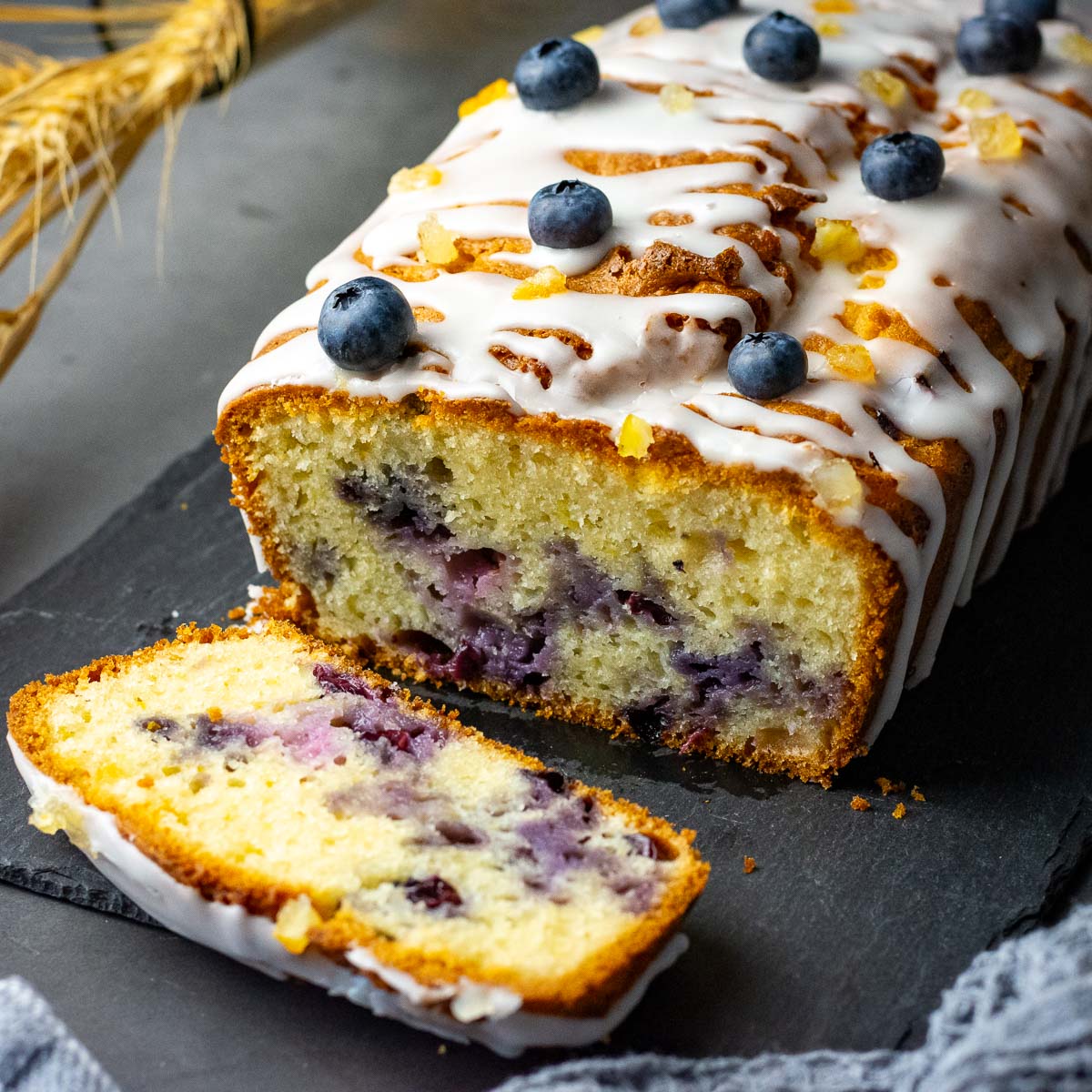 Lemon Blueberry Sourdough Loaf Cake - Recipe photo by somebodyfeedseb