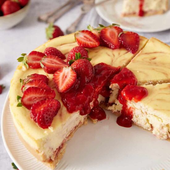 Strawberry Swirl Cheesecake - Recipe photo by Barbara Curry