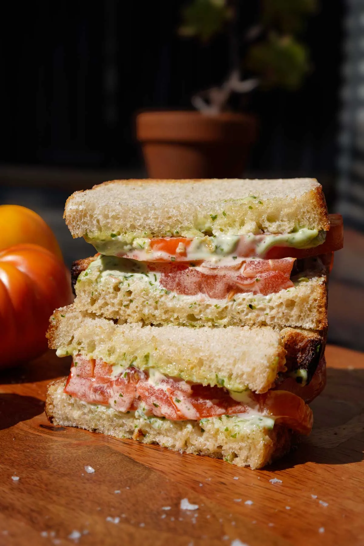 Summer Tomato & Basil Mayo Sandwich - Recipe photo by cookingwithconks