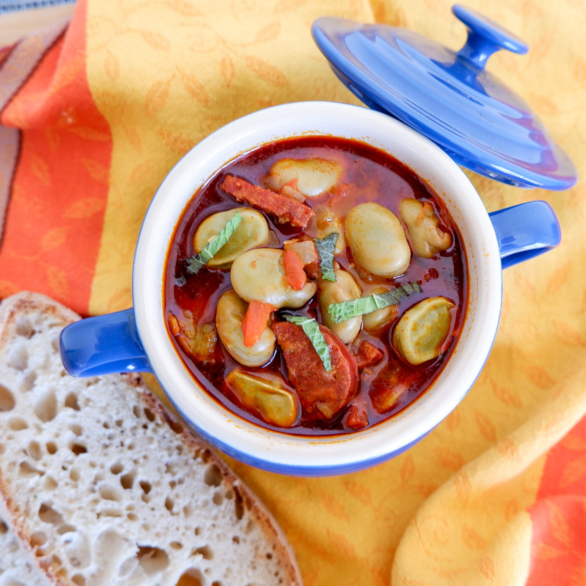Fava Bean Stew with Spicy Chorizo - Recipe photo by simplysophisticatedcooking