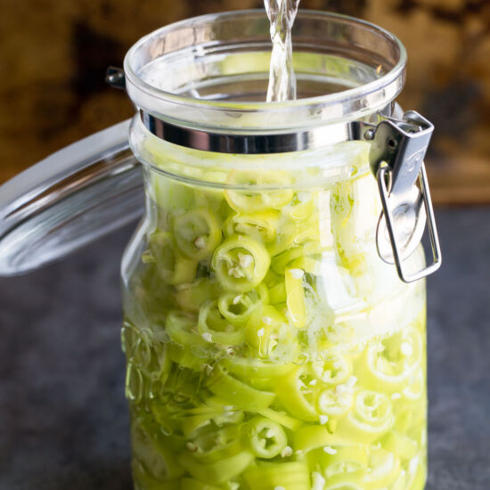 Quick Pickled Banana Peppers - Recipe photo by peasandcrayons