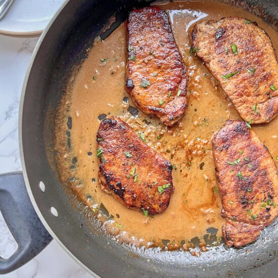 Espresso Rubbed Pork Chops - Recipe photo by thewholesomespoonblog