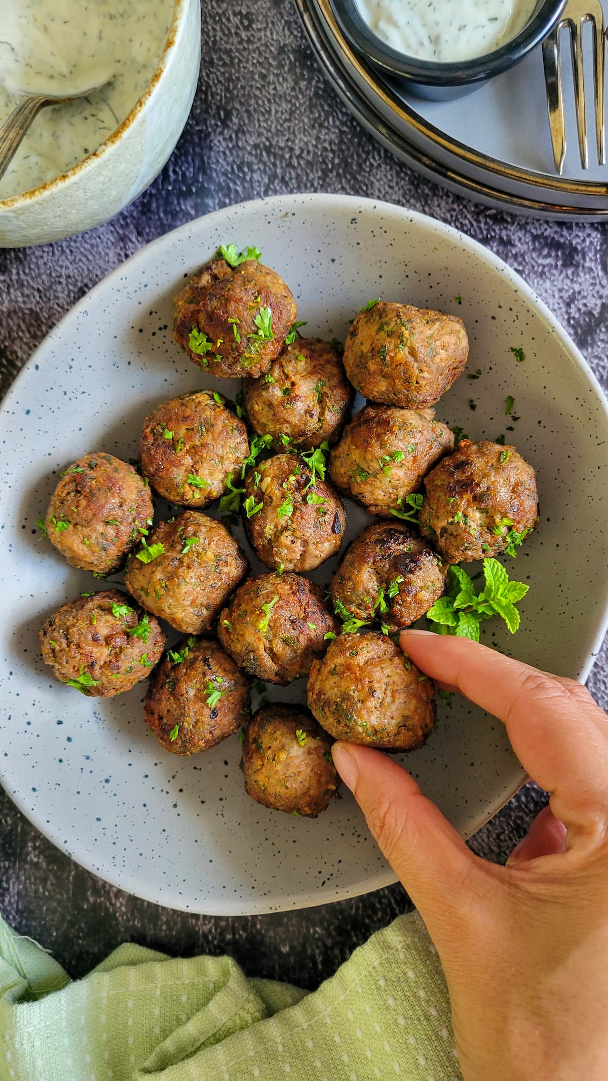 Lamb Meatballs with Mint Sauce - Recipe photo by Hip Hip Gourmet
