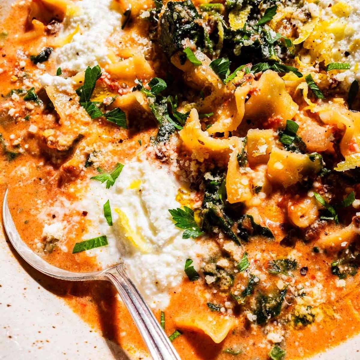 Marry Me Lasagna Soup - Recipe photo by moon and spoon and yum.