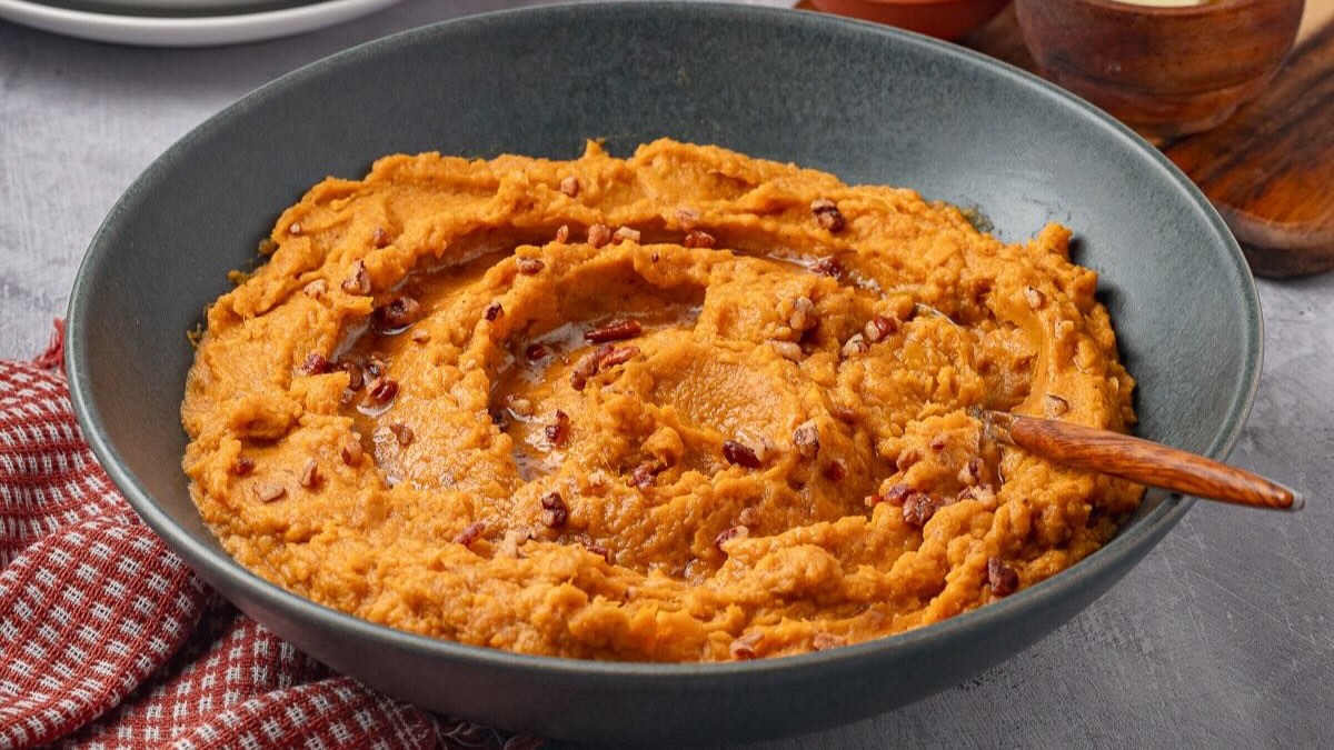 Savory Mashed Sweet Potatoes - Recipe photo by Grits and Pinecones