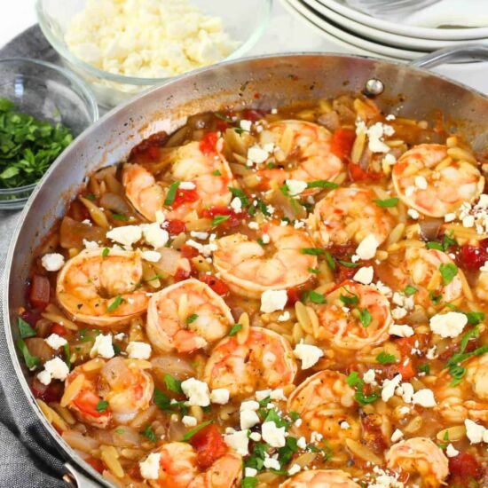 Orzo With Shrimp, Tomatoes & Feta - Recipe photo by nowcookthis