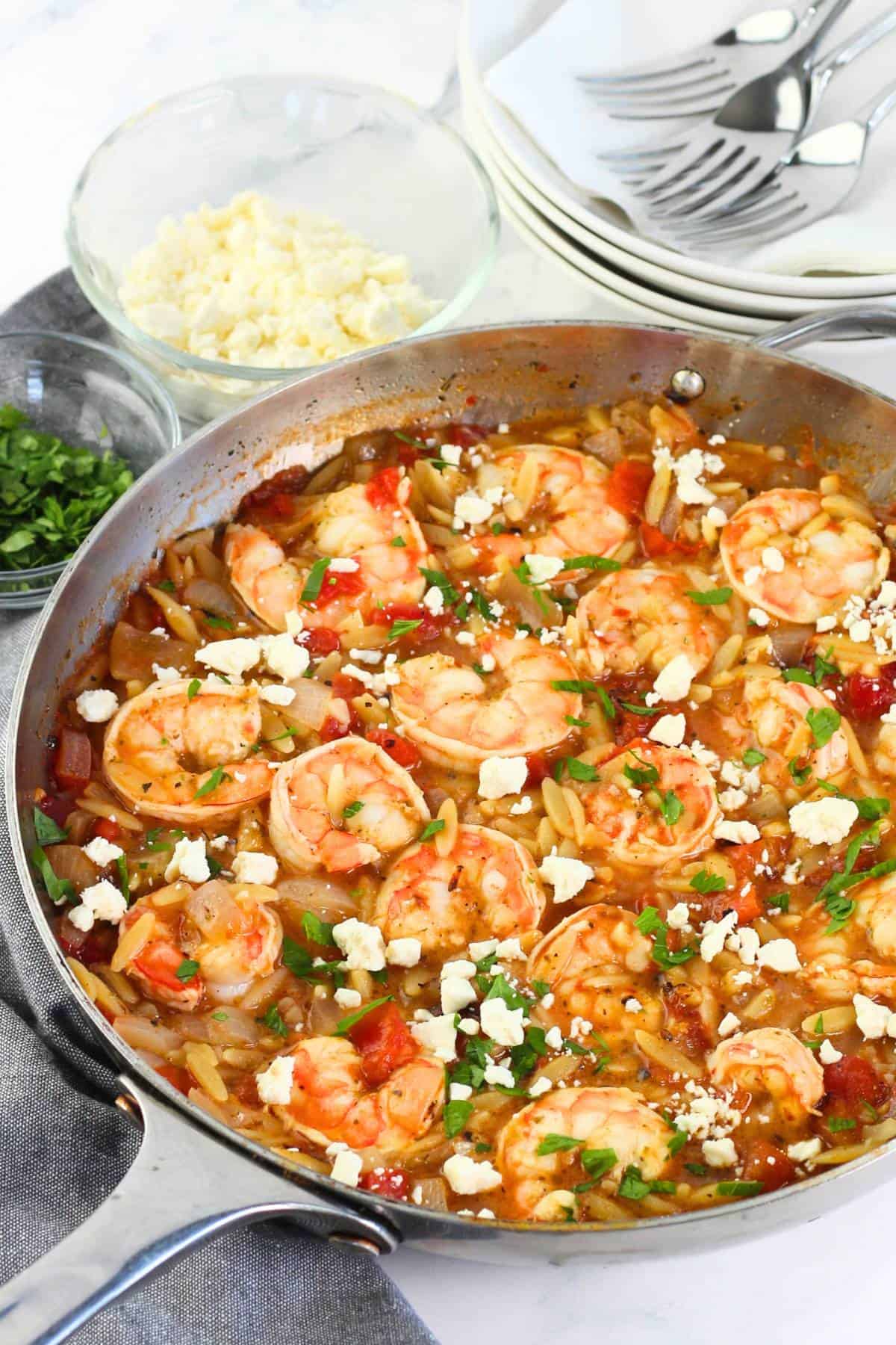 Orzo With Shrimp, Tomatoes & Feta - Recipe photo by nowcookthis