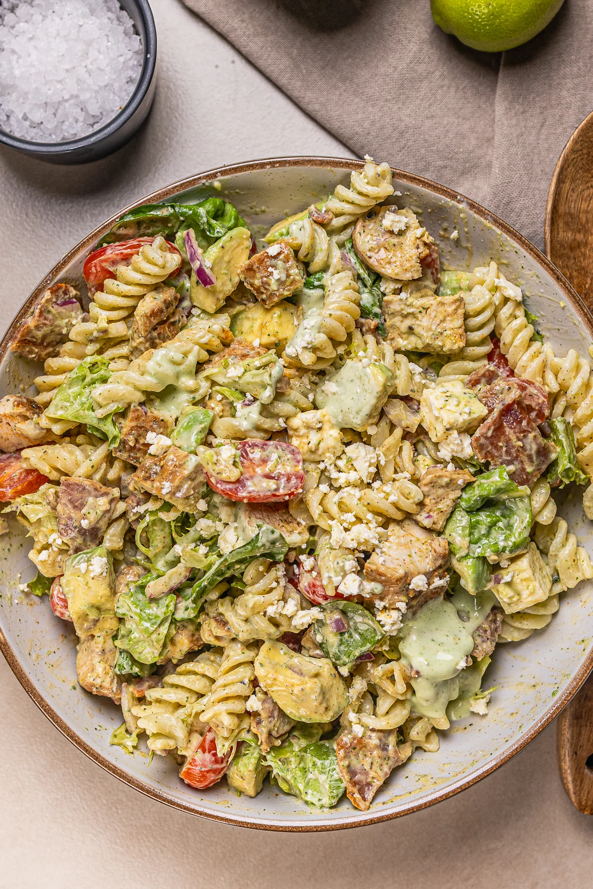 High Protein Chicken Avocado Pasta - Recipe photo by thatproteinlife