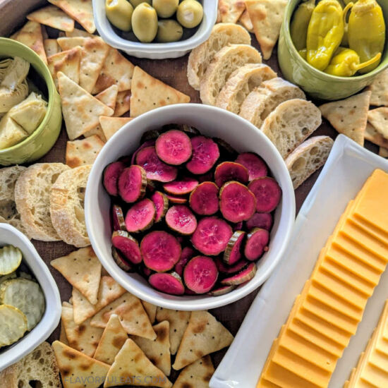 Pink Pickled Cucumbers - Recipe photo by Flavorful Eats