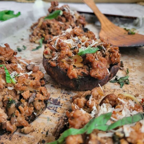 Sausage Stuffed Portobellos - Recipe photo by Hip Hip Gourmet