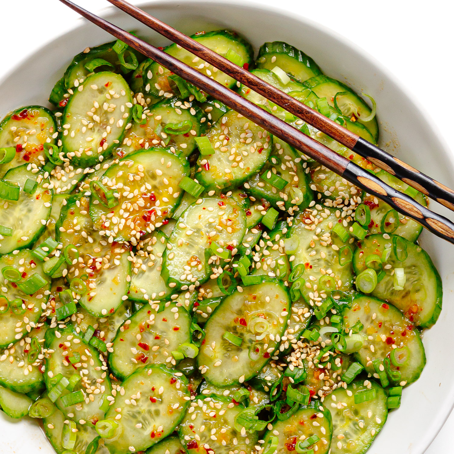 Spicy Chili Crisp Cucumber Salad - Recipe photo by mapleandmango