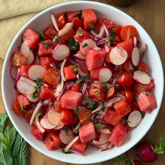 Watermelon, Tomato & Radish Salad - Recipe photo by pestoandpotatoes