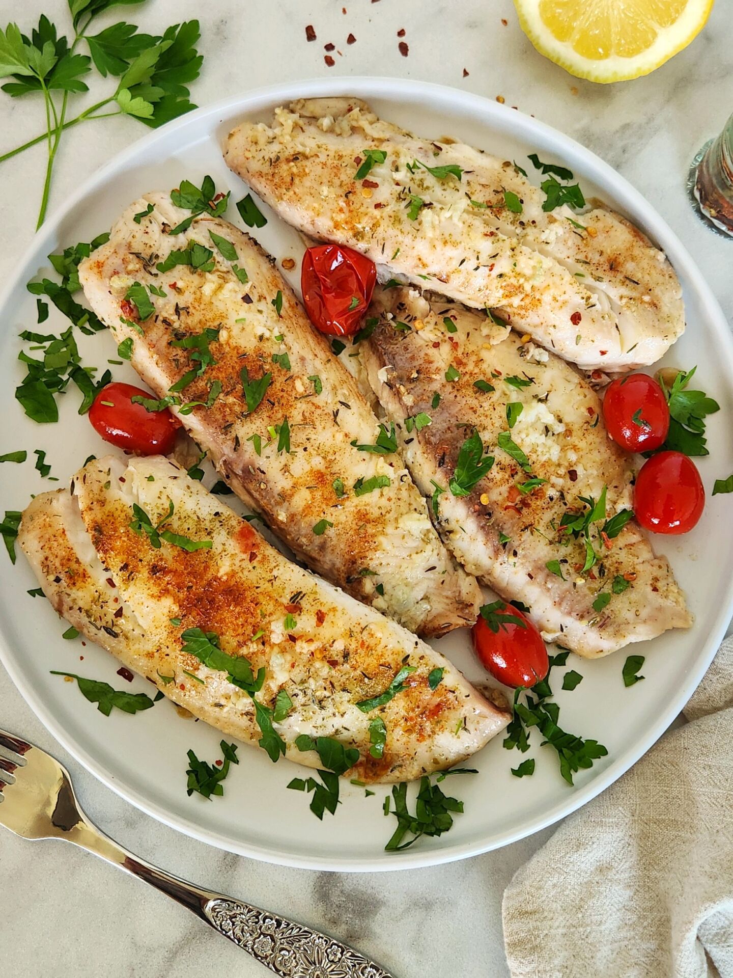 Healthy Baked Tilapia - Recipe photo by Simply Kind Meals
