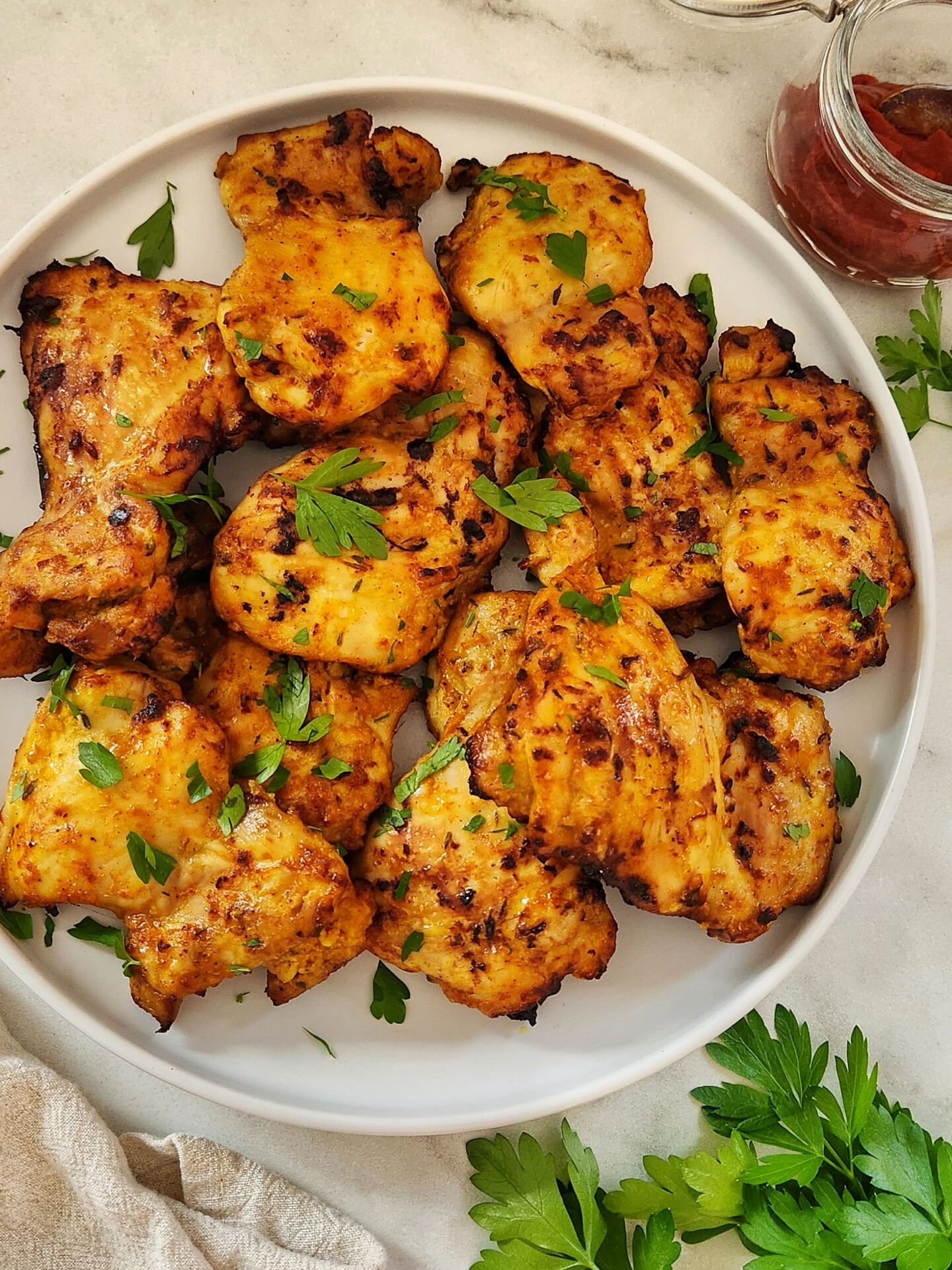 Healthy Air Fryer Chicken Thighs - Recipe photo by Simply Kind Meals